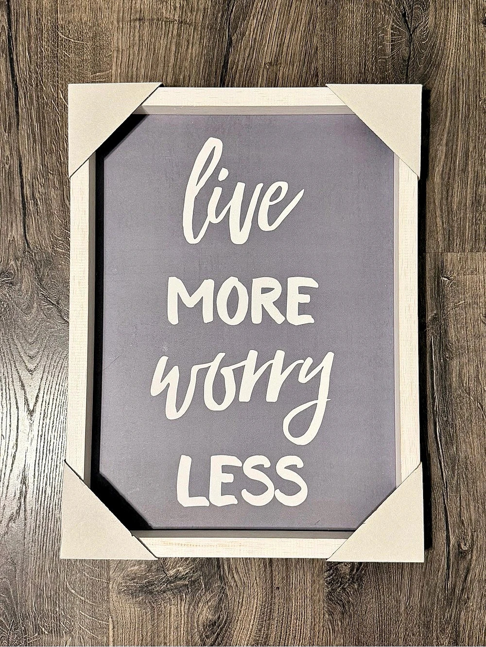 NWT Hobby Lobby "Live More Worry Less" Framed Wall Art Sign